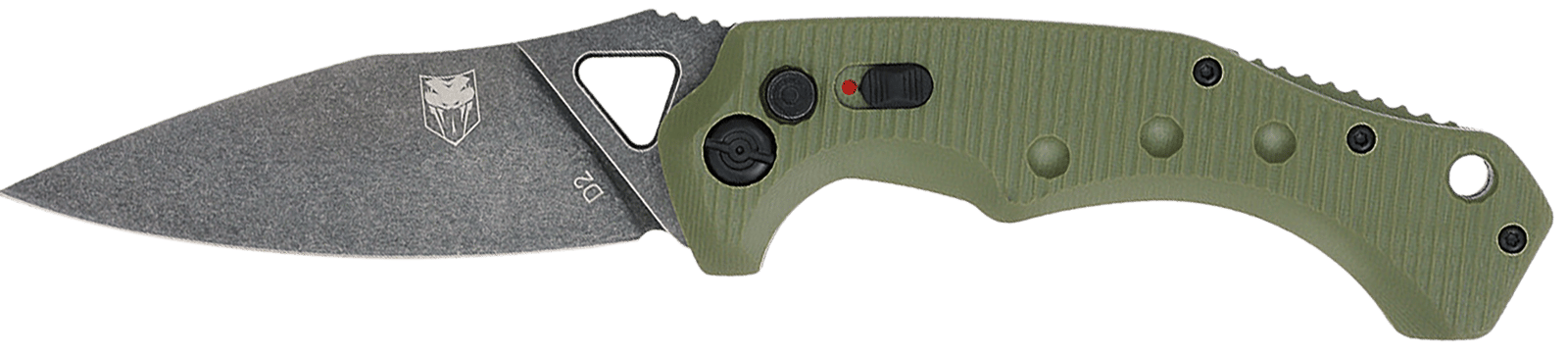 CobraTec Knives ODGAFRYK Ryker  3.75" Folding Plain Black Stonewashed D2 Steel Blade, 5" OD Green Textured G10 Handle