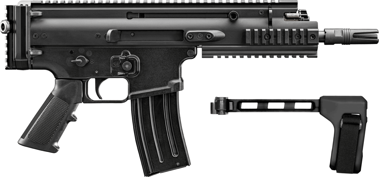 FN 38101884 SCAR 15P 5.56x45mm 10+1 7.50" Black Black Anodized Picatinny Rail Aluminum Receiver SB Tactical Brace