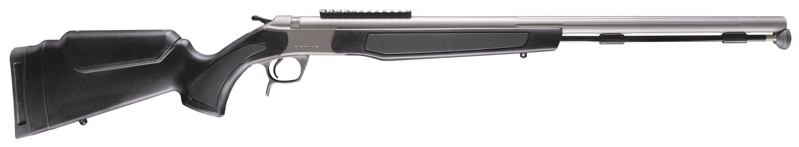CVA PR2050SM Optima  50 Cal 26" Stainless Fluted Barrel, 0 MOA Picatinny Rail Stainless Steel Receiver, Fixed Black Synthetic Stock