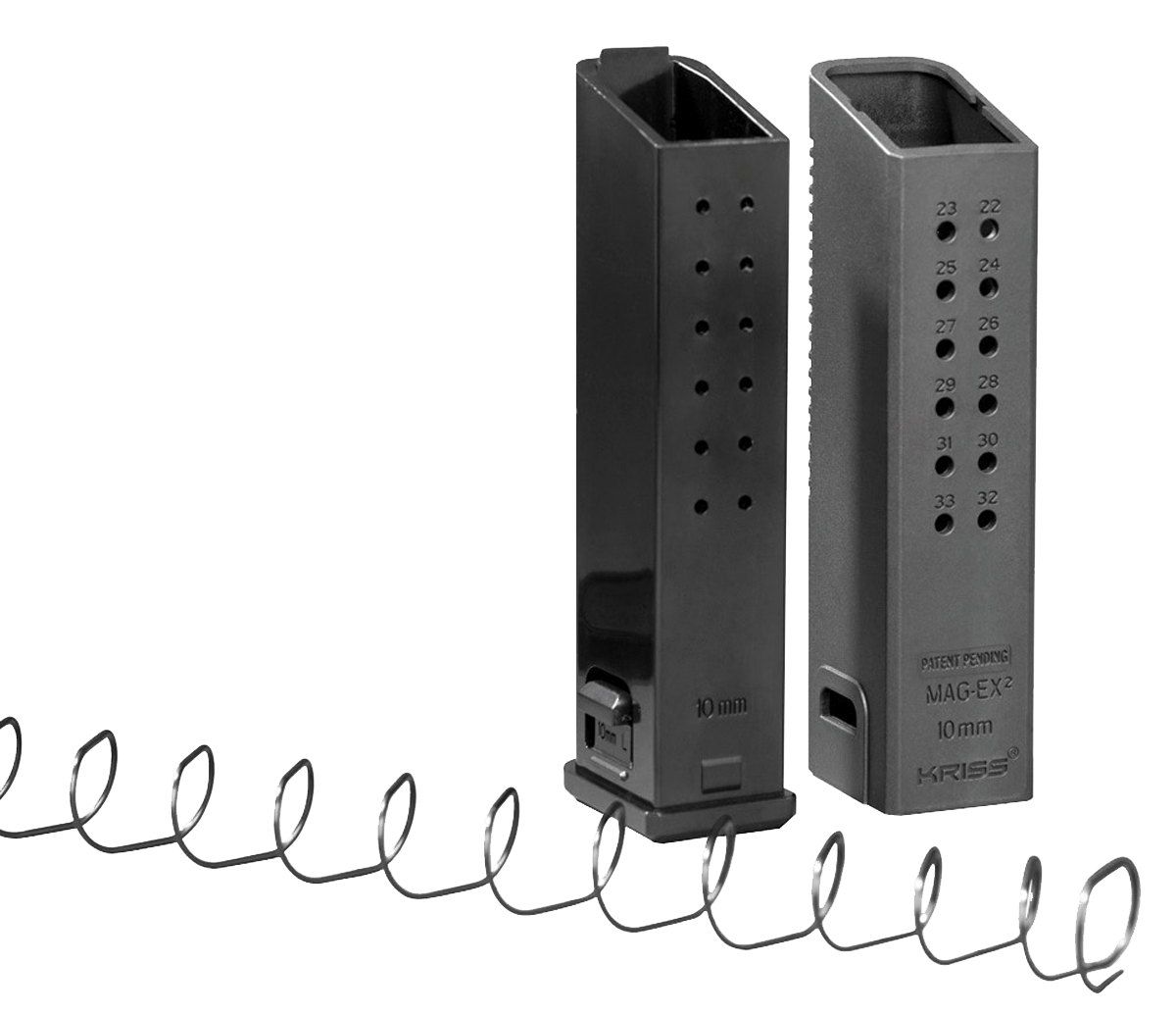 Kriss USA KVAMX2K10BL00 Mag-Ex2 Extension Kit Extended 10mm Auto 33rd Compatible w/Glock 20/40 Gen3-5 15rd Mag Black Polymer
