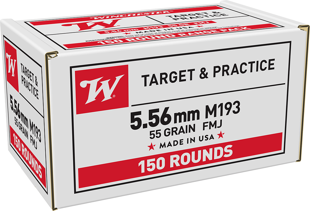 Winchester Ammo WM193150 USA M193 5.56x45mmNATO 55gr Full Metal Jacket 150 Per Box/4 Case *Value Pack