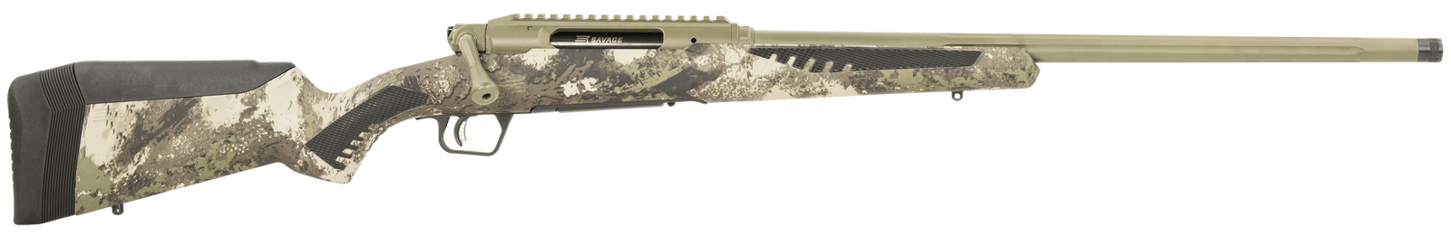 Savage Arms 58027 Impulse Big Game 300 WSM 2+1 24" Threaded, Hazel Green Barrel/Rec, Woodland Camo AccuStock with AccuFit, Includes Detachable Box Mag
