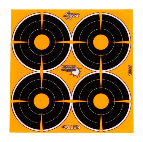 Allen 15326 EZ Aim Splash Adhesive Target Black/Orange (4) 12 Sheets *48 Total Bullseyes