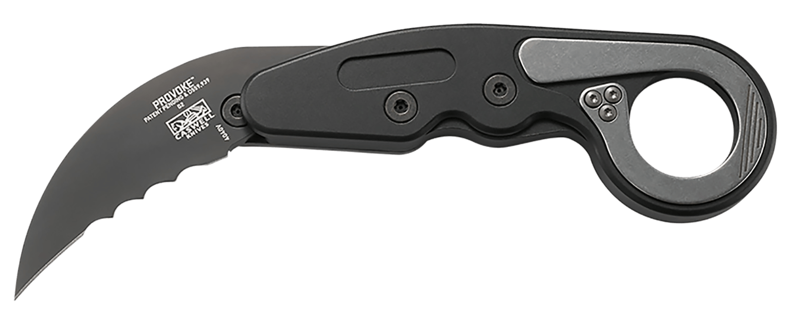 CRKT 4040V Provoke  2.41" Folding Hawkbill Veff Serrated Black TiCN D2 Steel Blade, Black Aluminum Handle, Includes Pocket Clip