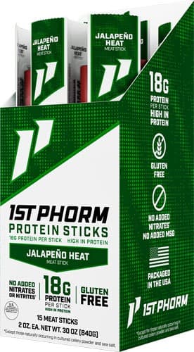 1ST PHORM PROTEIN BEEF STICKS JALEPENO HEAT 15 STICKS