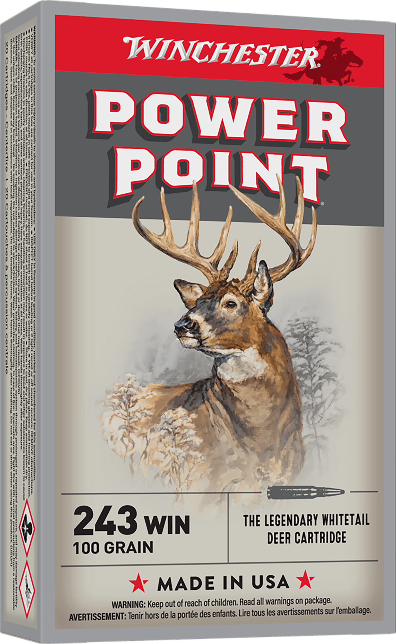 Winchester Ammo X2432 Power-Point  243Win 100gr 20 Per Box/10 Case