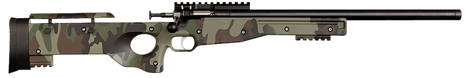 Crickett KSA2150-M81 Precision  Full Size 22 LR Single Shot 16.10" Blued Threaded Bull Barrel, Blued Crickettinny Rail Steel Receiver, M81 Woodland Camo Synthetic Adj LOP Stock