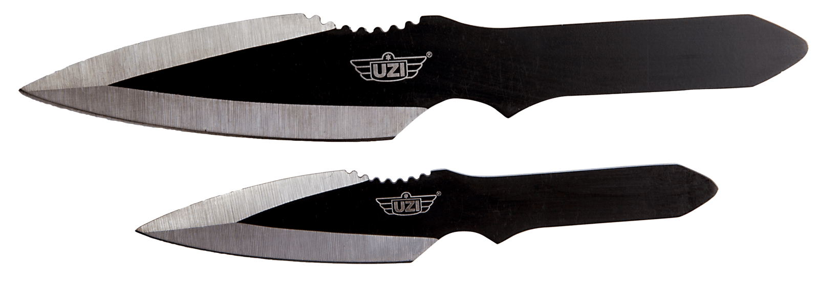 Uzi Accessories UZKTRW002 Throwing Knives  Fixed Spear Point Plain Black Stainless Steel Blade Black Stainless Steel Handle Includes