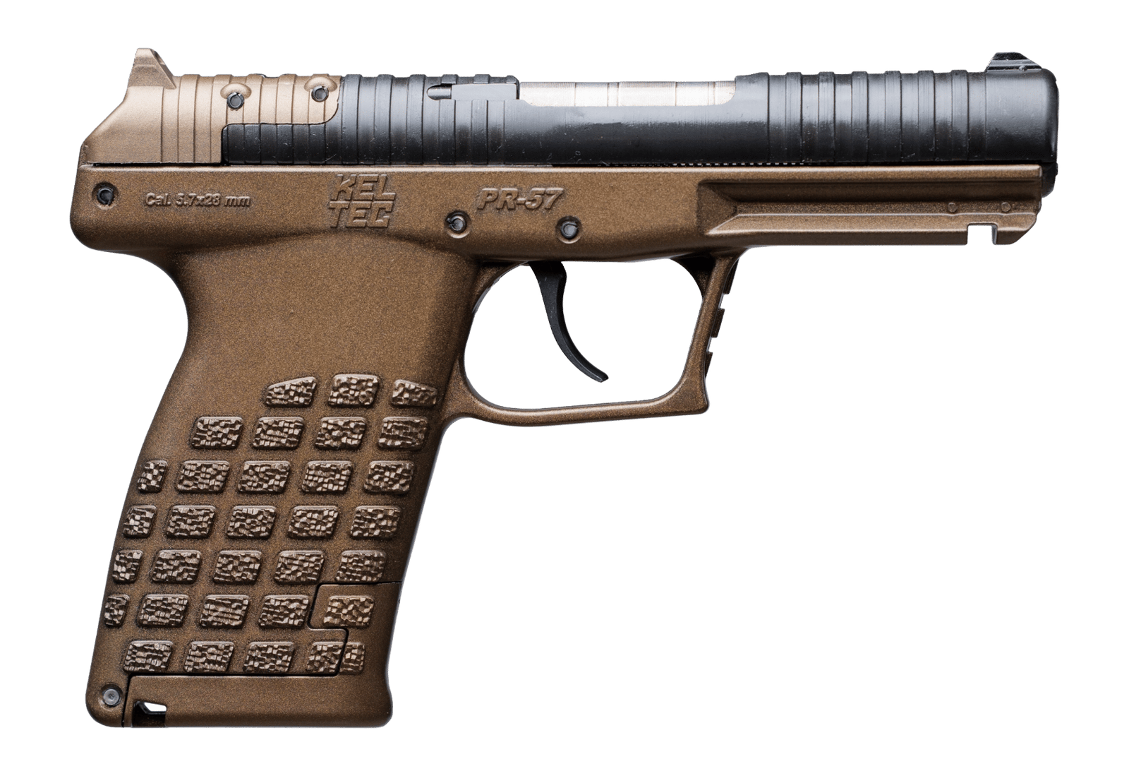 Kel-Tec PR57BBRZ PR-5.7  Compact Frame 5.7x28mm 20+1 4" Stainless Steel Rotary Barrel, Black Optic Ready/Serrated Slide, Burnt Bronze Frame & Textured Grip