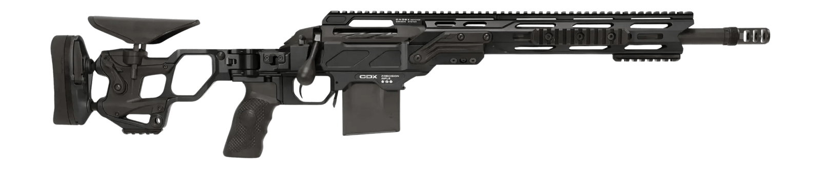 Cadex Inc CDXSSCOV308165CP20I2E1 CDX-SS Seven S.T.A.R.S. Covert Compact 308 Win 10+1 16.50" Black DLC Fluted Threaded Barrel, Black Cerakote Receiver w/Picatinny Rail, M-LOK Handguard, Black Folding S