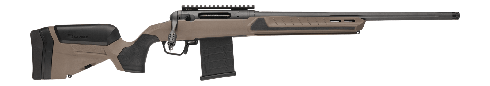 Savage Arms 32677 110 Core Tactical 6.5 PRC 7+1 24" Medium Heavy Fluted Barrel, Arca Rail Forend, Coyote Tan AccuStock w/AccuFit V2 Synthetic Stock, Right Hand
