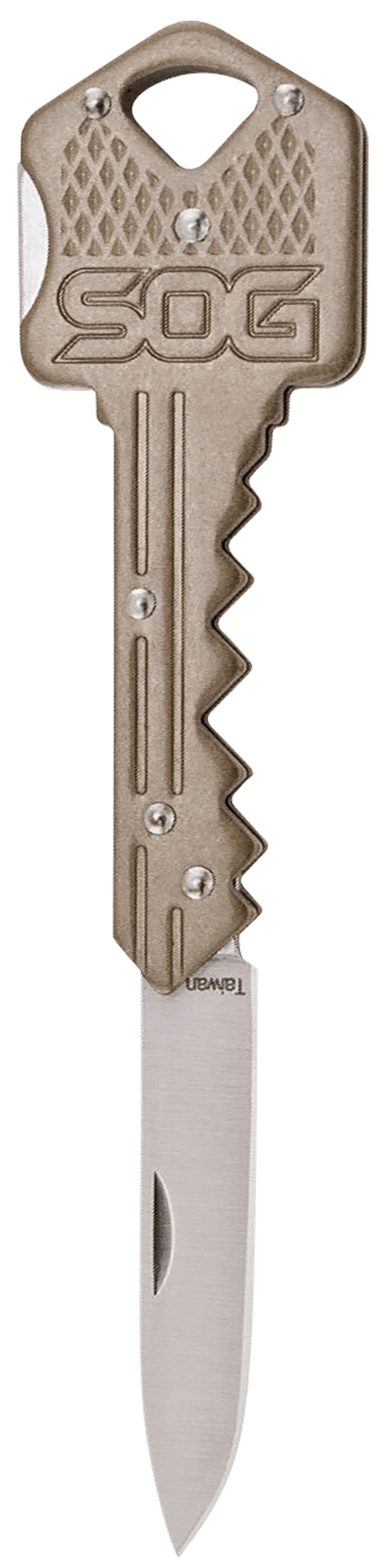 S.O.G SOG-KEY102-C Key  1.50" Folding Plain Drop Point Satin 5Cr13MoV SS Blade/ Brass Stainless Steel Handle