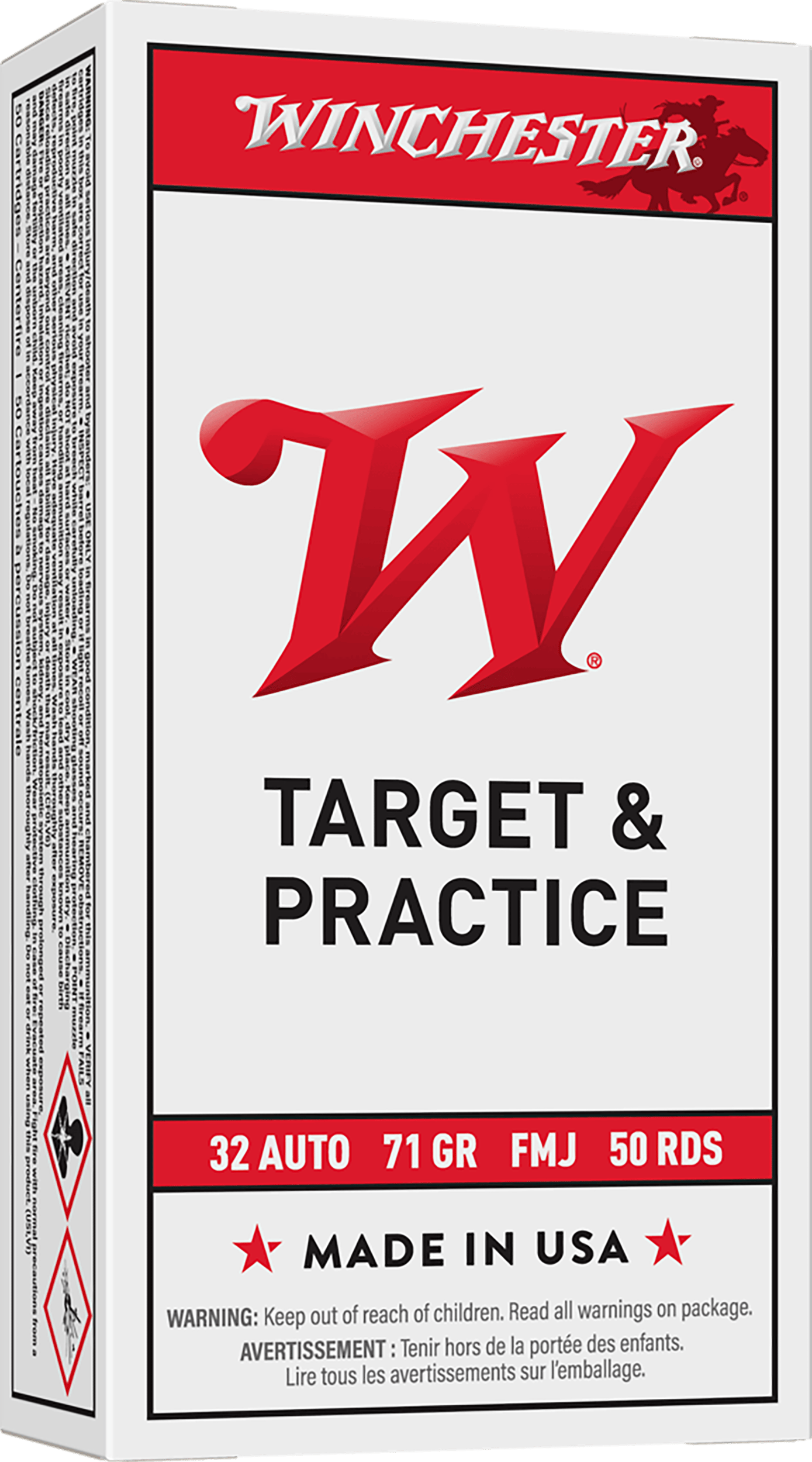 Winchester Ammo Q4255 USA  32ACP 71gr Full Metal Jacket 50 Per Box/10 Case