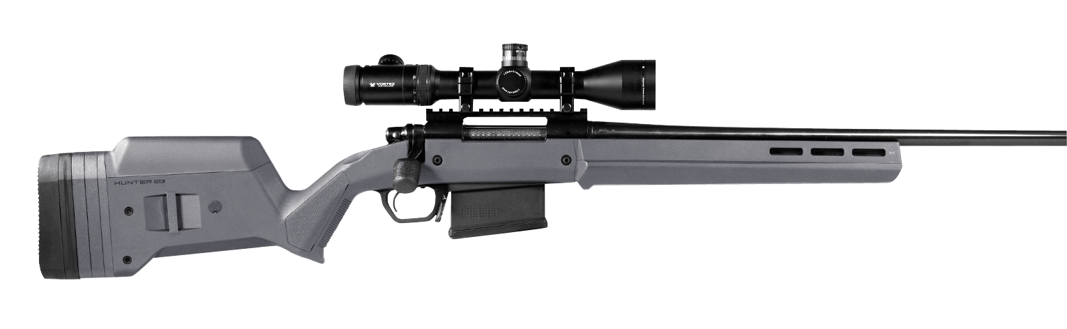 Magpul MAG931-GRY Hunter American Stock Fixed with Aluminum Bedding & Adjustable Comb Stealth Gray Synthetic for Ruger American SA
