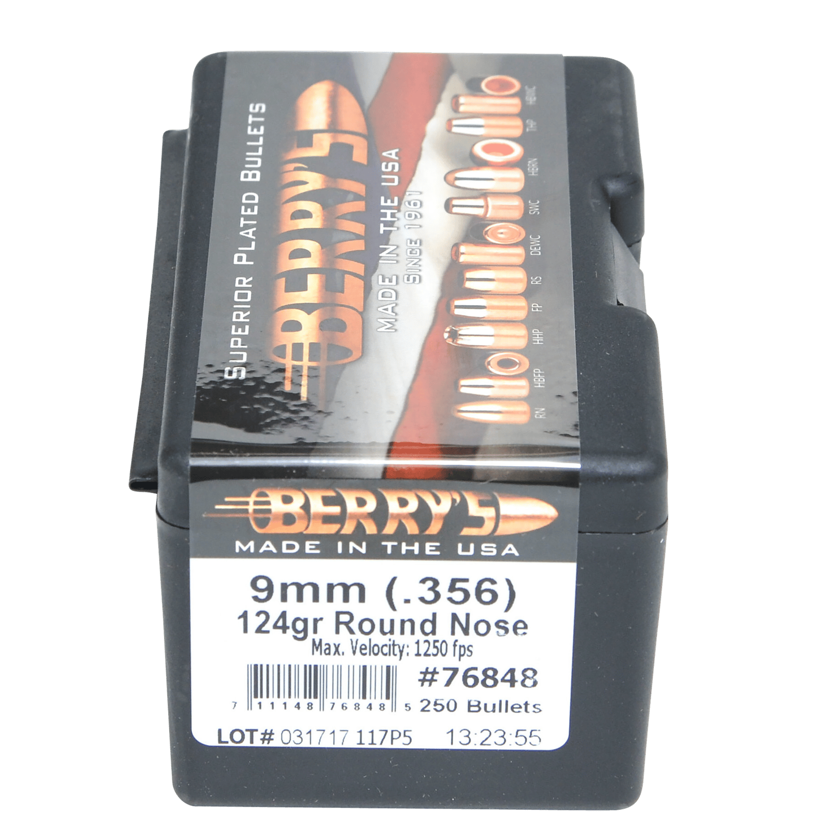 Berry's 76848 Superior Pistol 9mm/356 124gr Round Nose 250/Box