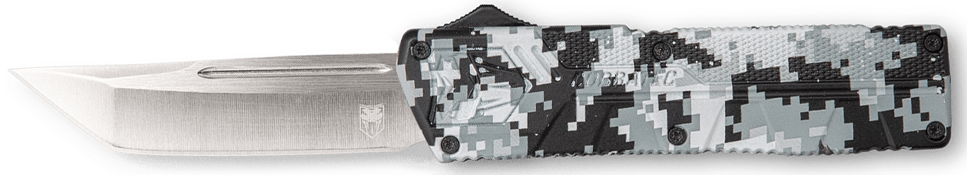 CobraTec Knives WDCCTLETNS Lightweight  3.25" OTF Tanto Plain D2 Steel Blade/Winter Digi Camo Aluminum Handle Includes Pocket Clip