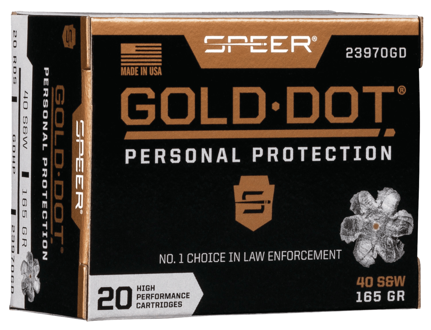 Speer 23970GD Gold Dot Personal Protection 40S&W 165gr Hollow Point 20 Per Box/10 Case