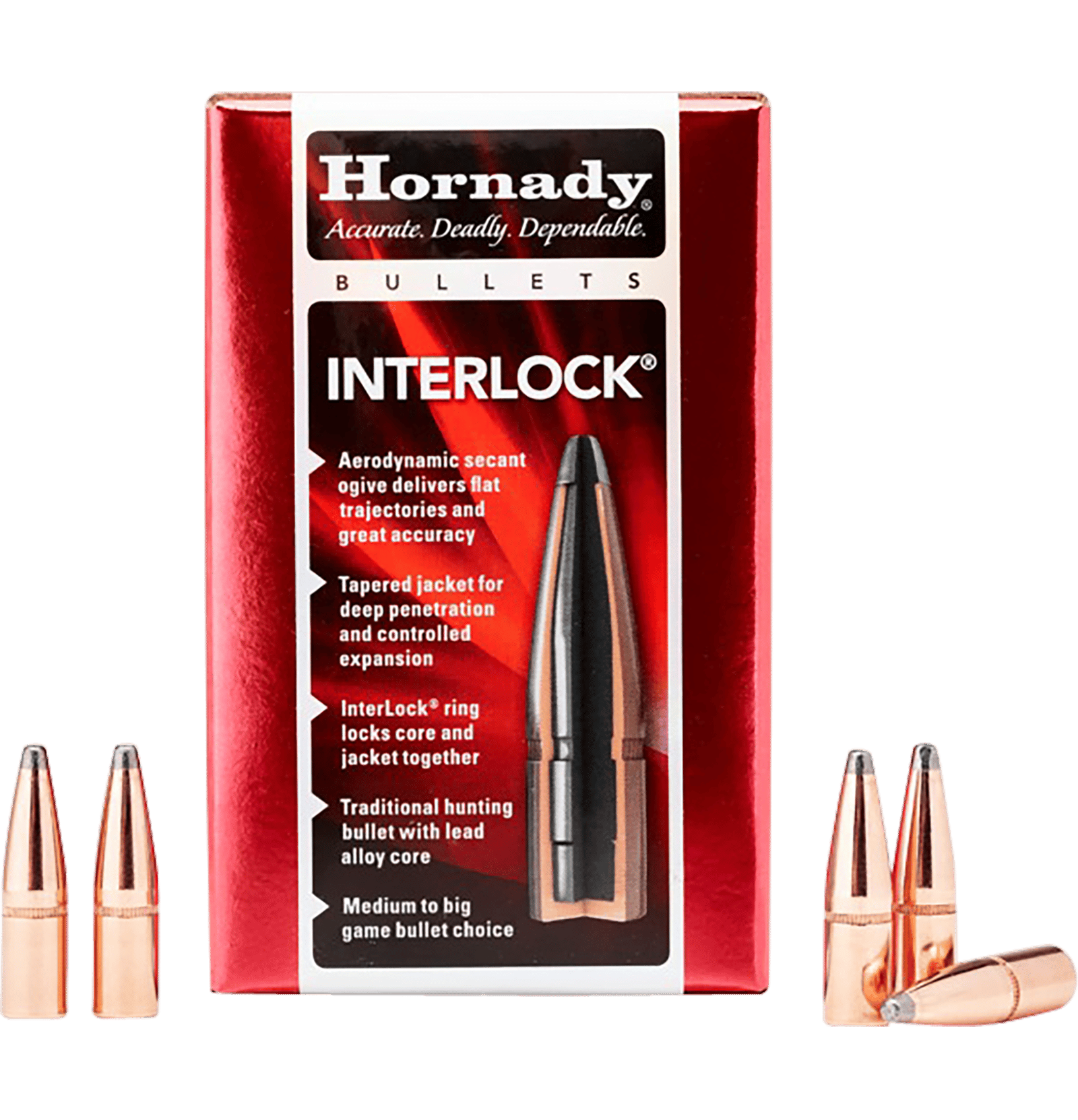 Hornady 3070 InterLock  30 Cal .308 180 gr Spire Point 100 Per Box/ 15 Case