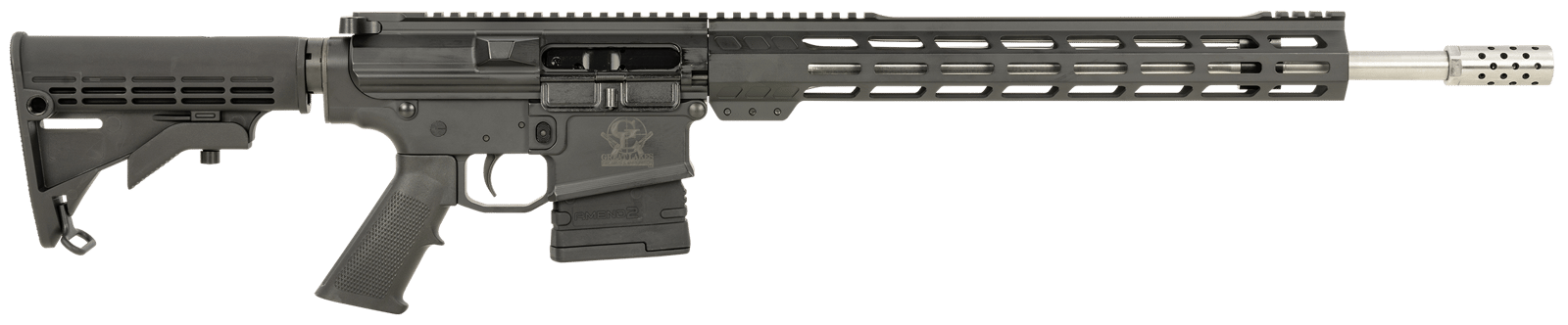 Great Lakes Firearms GL10308SSBLK AR-10  308 Win 20+1 18" Stainless, Black Rec, M-Lok Handgaurd, Carbine Stock, A2 Grip, Muzzle Brake