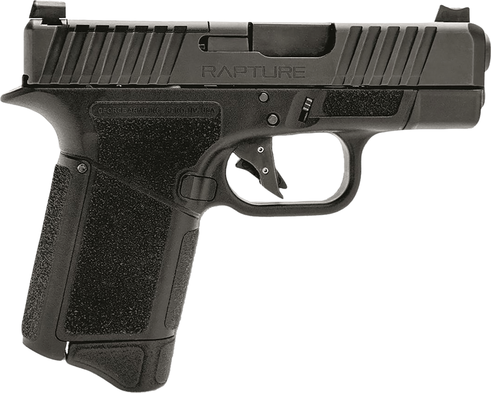 Gforce Arms GF932512GB Rapture  Sub-Compact Frame 9mm Luger 12+1 3.25" Black Steel Barrel, Black Steel Optic Cut/Serrated Slide, Gray Cerakote Polymer Frame, Shield RMSc/RMR Footprint