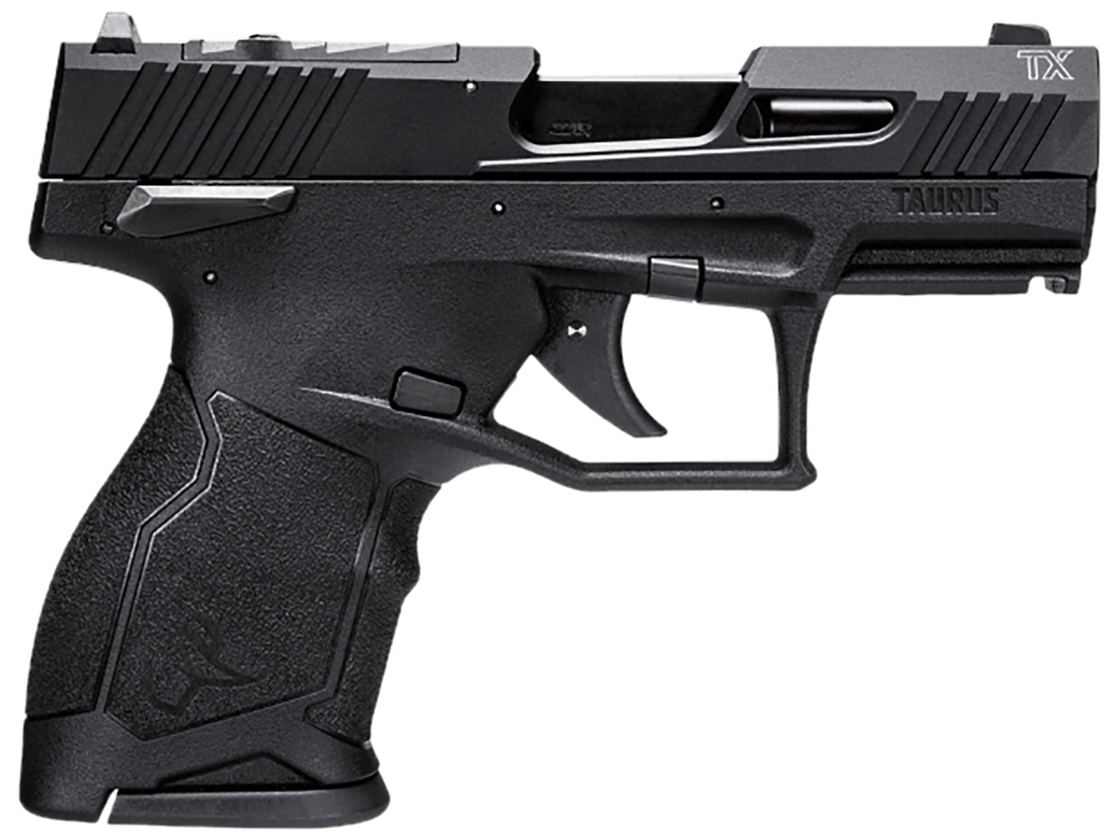 Taurus 1TX2213110 TX22C  Compact 22 LR 10+1 3.60" Matte Black Steel Barrel, Black Hard Coat Anodized Serrated Aluminum Slide, Black Polymer Frame w/Picatinny Rail Black Polymer Grips