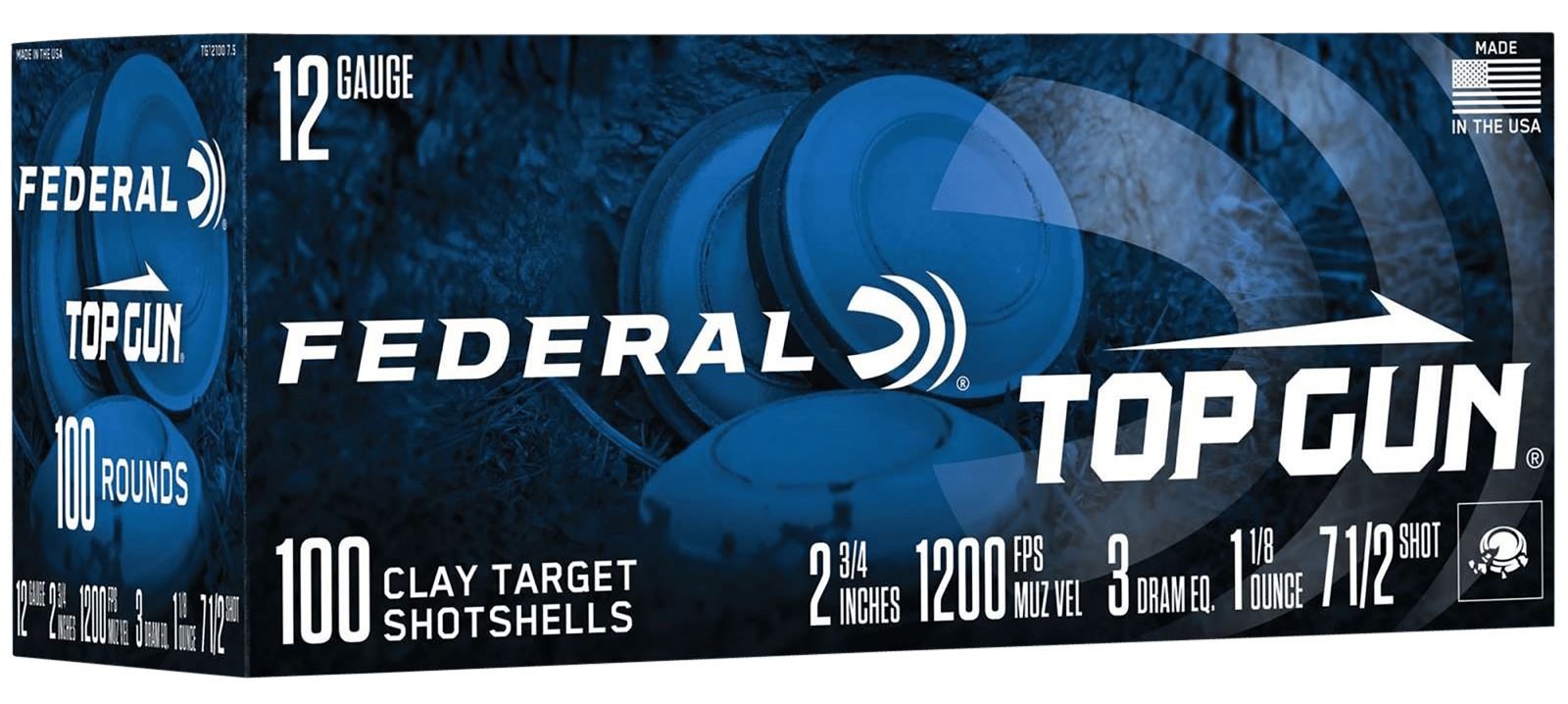 Federal TG1210075 Top Gun  12Gauge 2.75" 1 1/8oz 7.5Shot 100 Per Box/2 Case