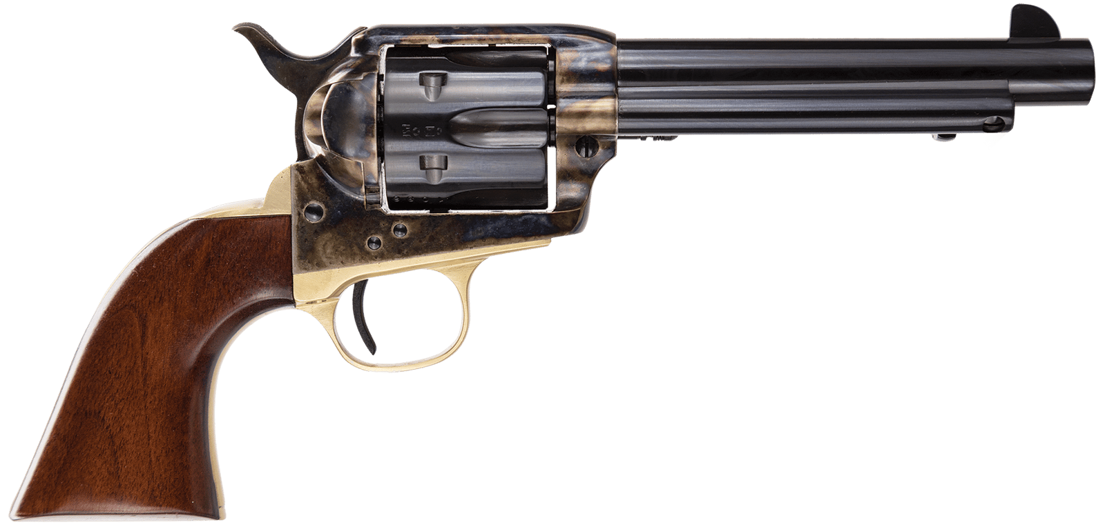 Taylors & Company 550847 Ranch Hand Uberti 45 Colt (Long Colt) 6 Shot 5.50" Blued Round Barrel, Cylinder, Color Case Hardened Steel Frame, Walnut Navy Style Grip, Exposed Hammer