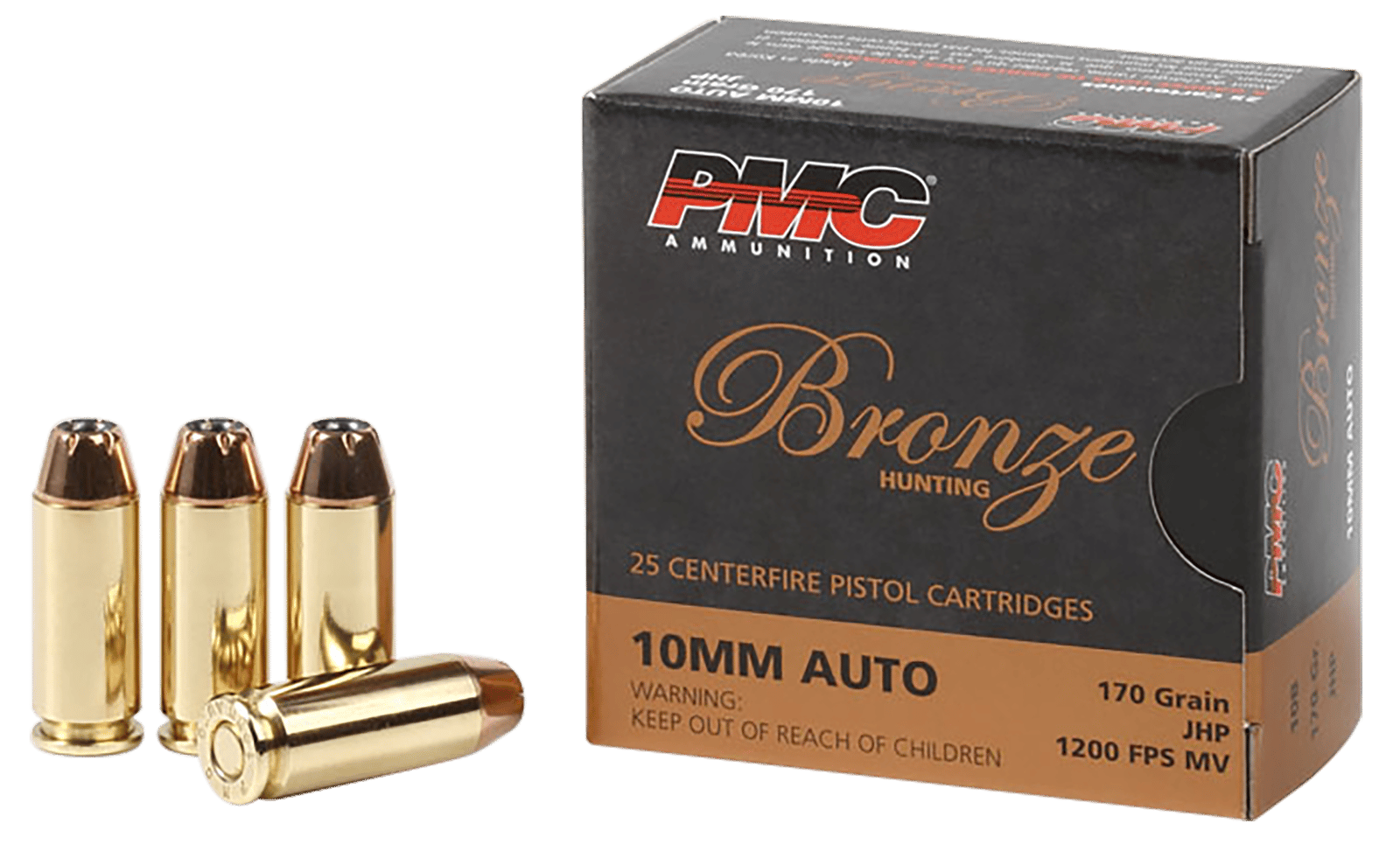 PMC 10B Bronze  10mmAuto 170gr Jacketed Hollow Point 25 Per Box/20 Case