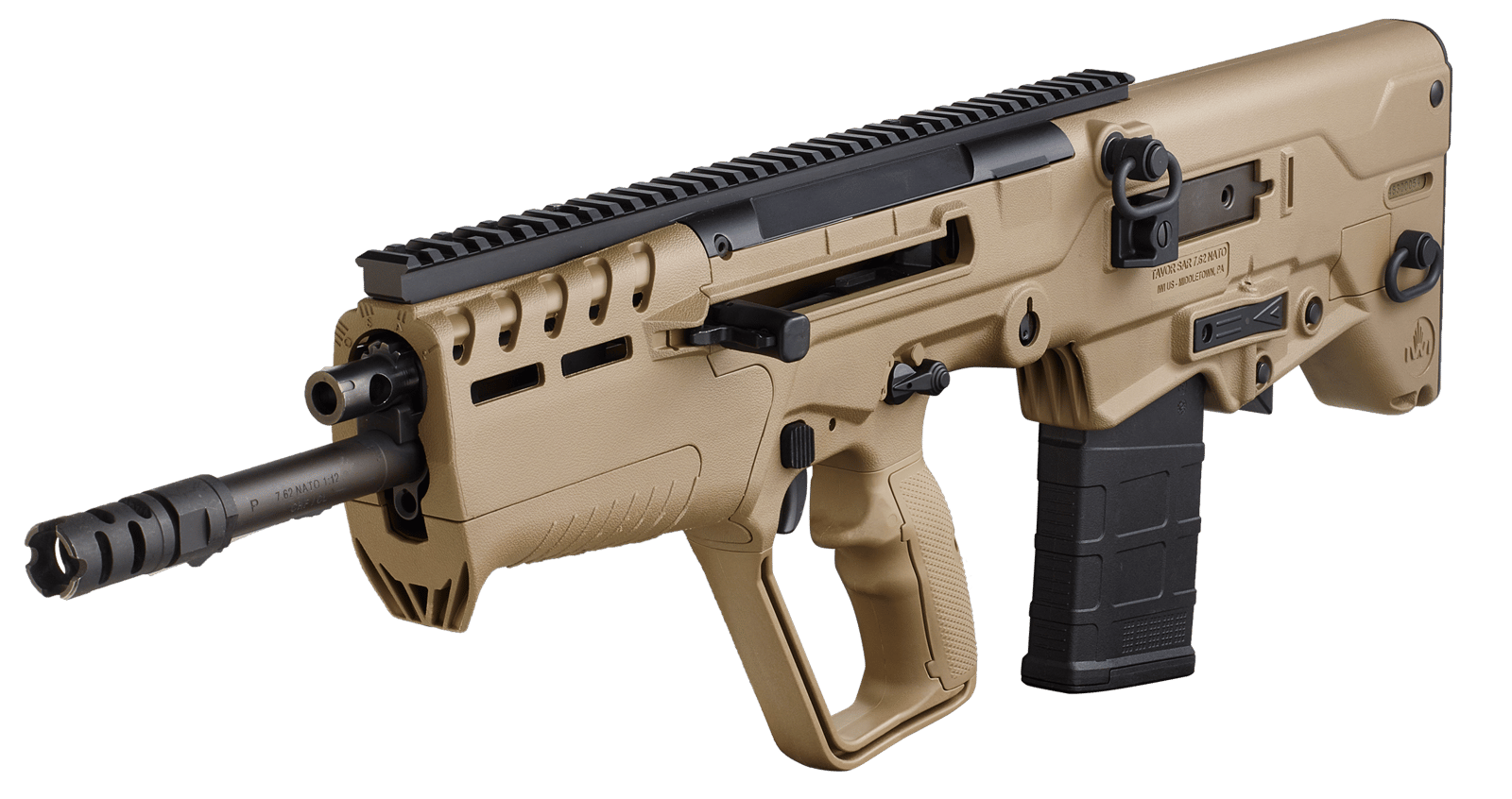 IWI US T7FD16 Tavor 7 7.62x51mm NATO Caliber with 16.50" Barrel, 20+1 Capacity, Flat Dark Earth Metal Finish, Flat Dark Earth Fixed Bullpup Stock & Polymer Grip Right Hand