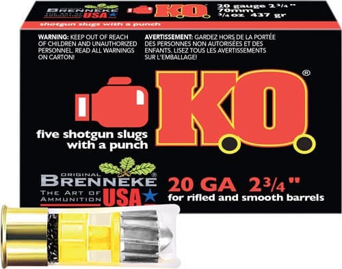 BRENNEKE USA KO 20GA 2.75" 3/4OZ SLUG 5RD 50BX/CS