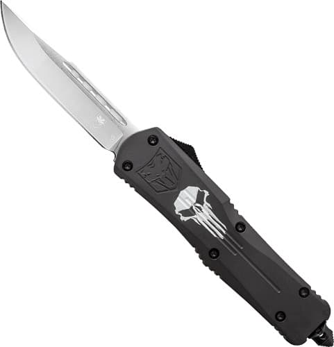 COBRATEC LARGE FS3 OTF BLACK PUNISHER 3.5" D2 STEEL DRP PNT