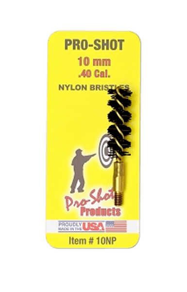 Pro-Shot 10NP Bore Brush  .40/ 10mm Cal Pistol #8-32 Thread Nylon Bristles Brass Core