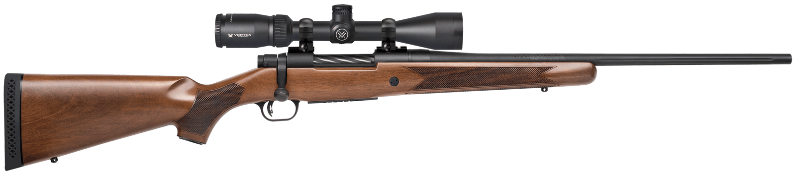 Mossberg 28059 Patriot  25-06 Rem Caliber with 5+1 Capacity, 22" Fluted Barrel, Matte Blued Metal Finish & Walnut Stock Right Hand (Full Size) Includes Vortex Crossfire II 3-9x40mm Scope
