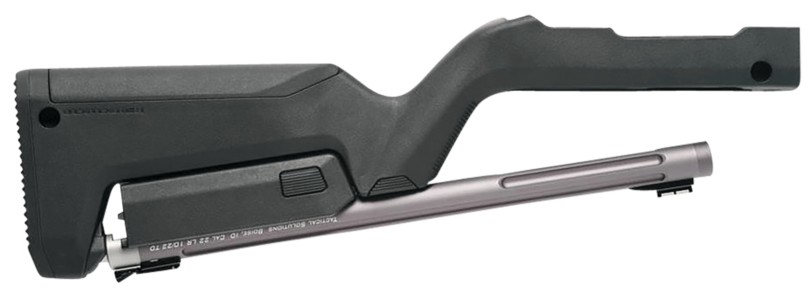 Tactical Solutions TDCGMGBBLK X-Ring Takedown Barrel and Stock Combo 22 LR 16.50" Gunmetal Gray Fluted & Threaded with Fiber Optic Sight, Black Magpul Backpacker Stock Fits Ruger 10/22 Takedown