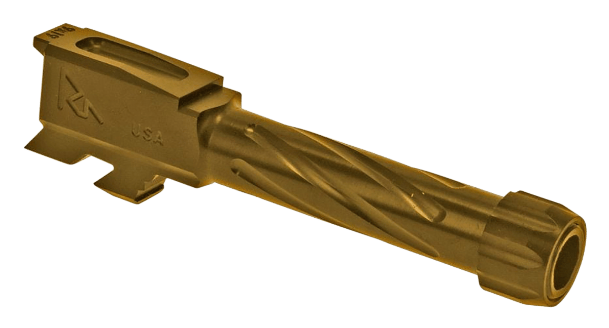 Rival Arms RA20G302E Precision V1 Match Grade 9mm Luger Compatible w/Glock 43 3.41" Fluted Threaded Gold PVD Stainless Steel