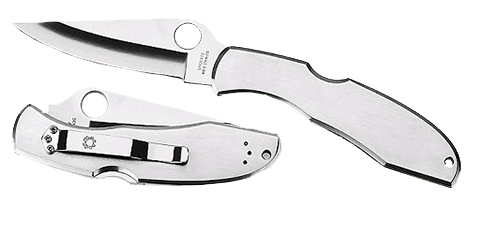 Spyderco C10S Endura 4  3.85" Folding Clip Point Part Serrated VG-10 SS Blade Satin Stainless Steel Handle Includes Pocket Clip