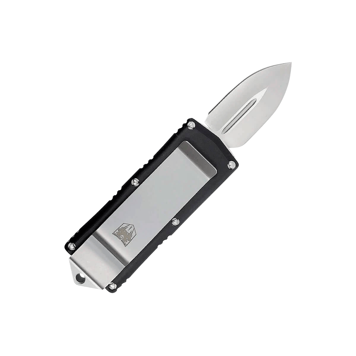 CobraTec Knives BLKOTFMC Money Clip  1.75" OTF Plain D2 Steel Blade/Black Aluminum Handle Includes Pocket Clip
