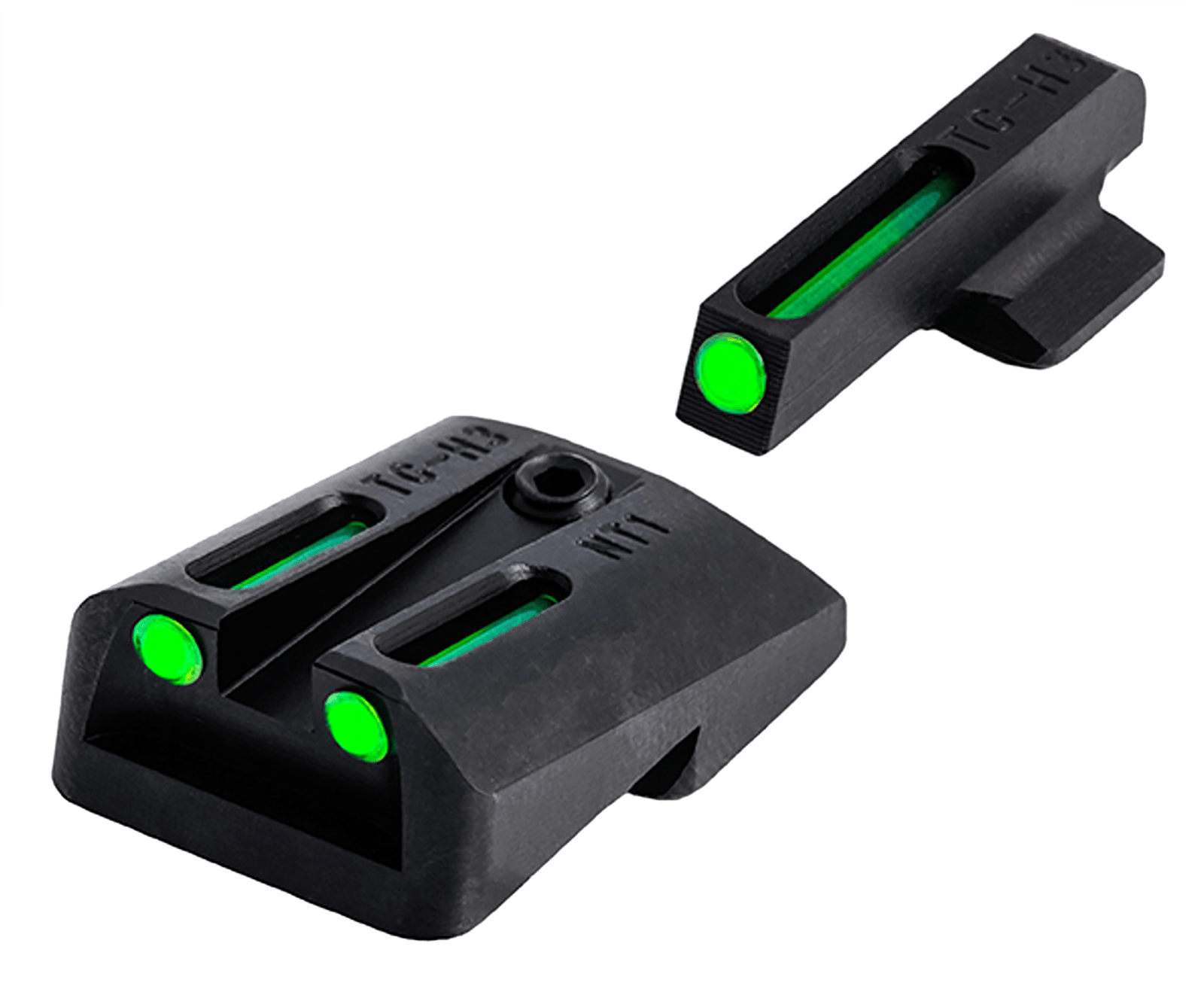 TruGlo TG131NT4 TFO  Green/Tritium/Fiber Optic Front Sight-Green/Tritium/Fiber Optic Rear Sight 1911 Officer/Commander