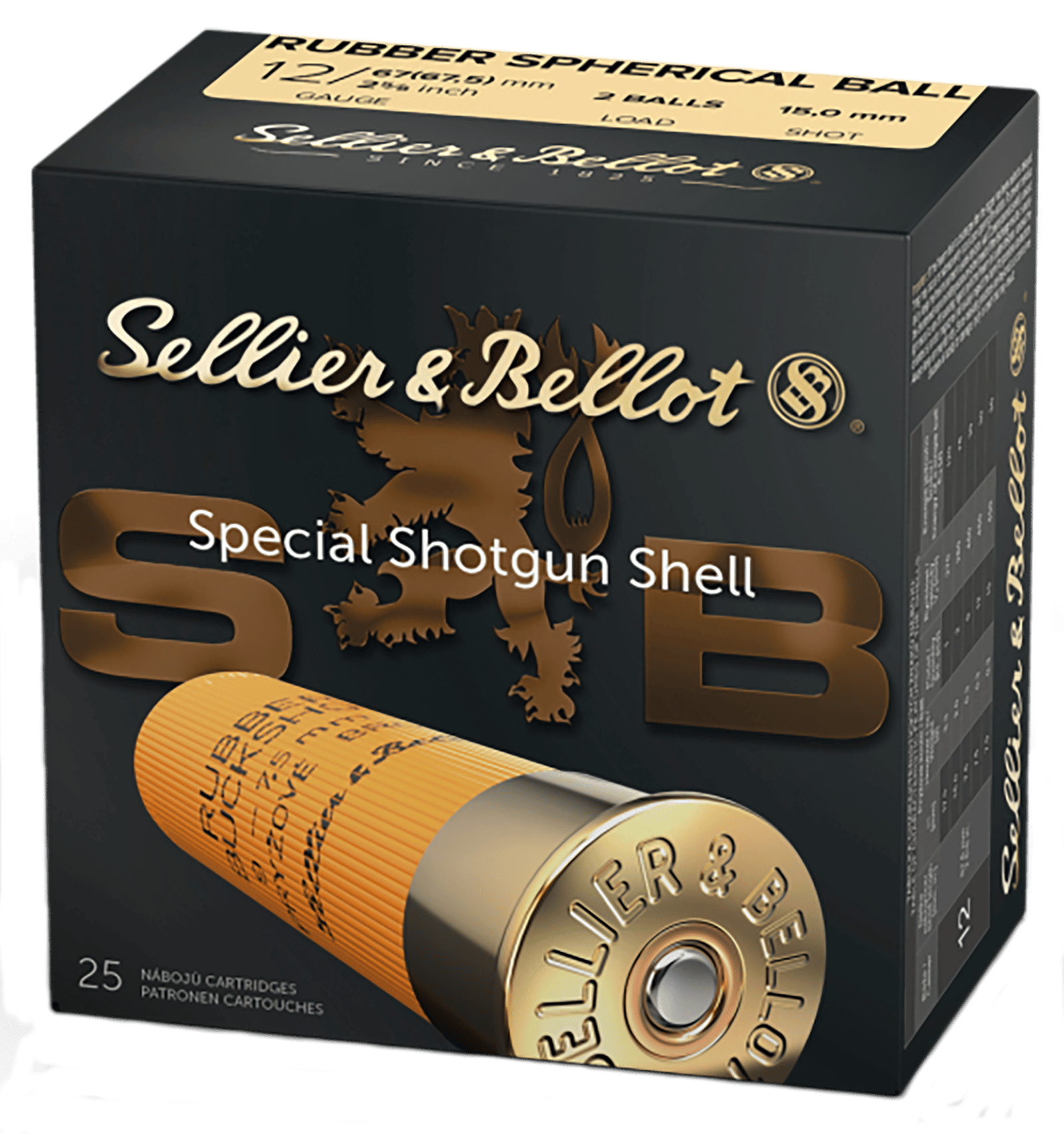 Sellier & Bellot SB12RBB Shotgun  12Gauge 2.75" Rubber 25 Per Box/10 Case