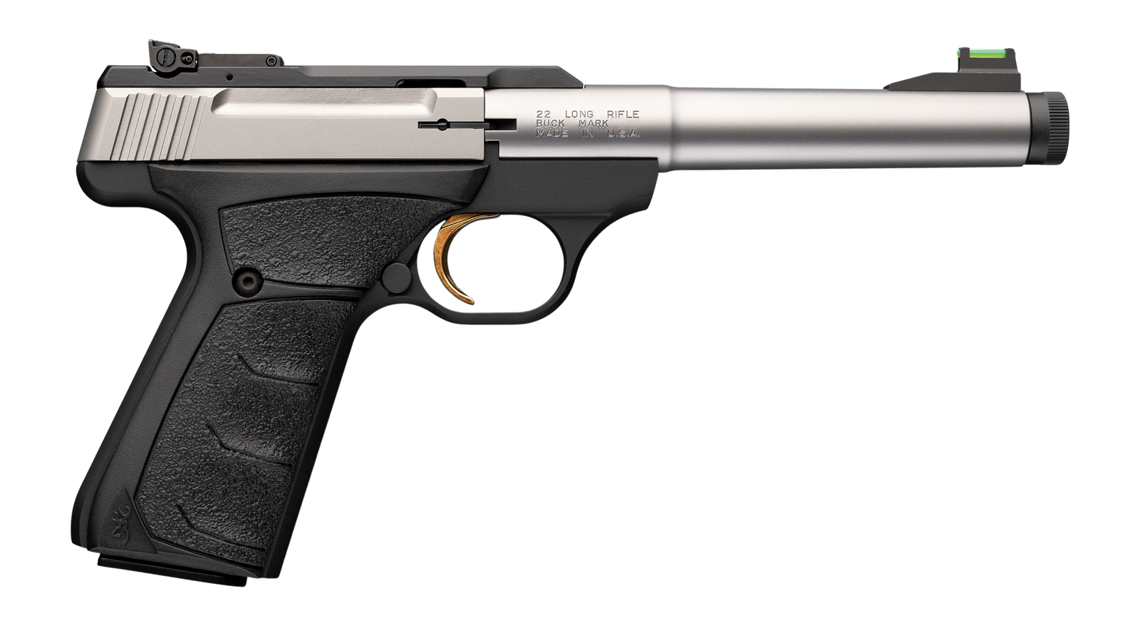 Browning 051616490 Buck Mark Camper SR 22 LR 10+1 5.90" Stainless Threaded Bull Barrel, Matte Black Aluminum Receiver, Black Overmolded UFX Grip
