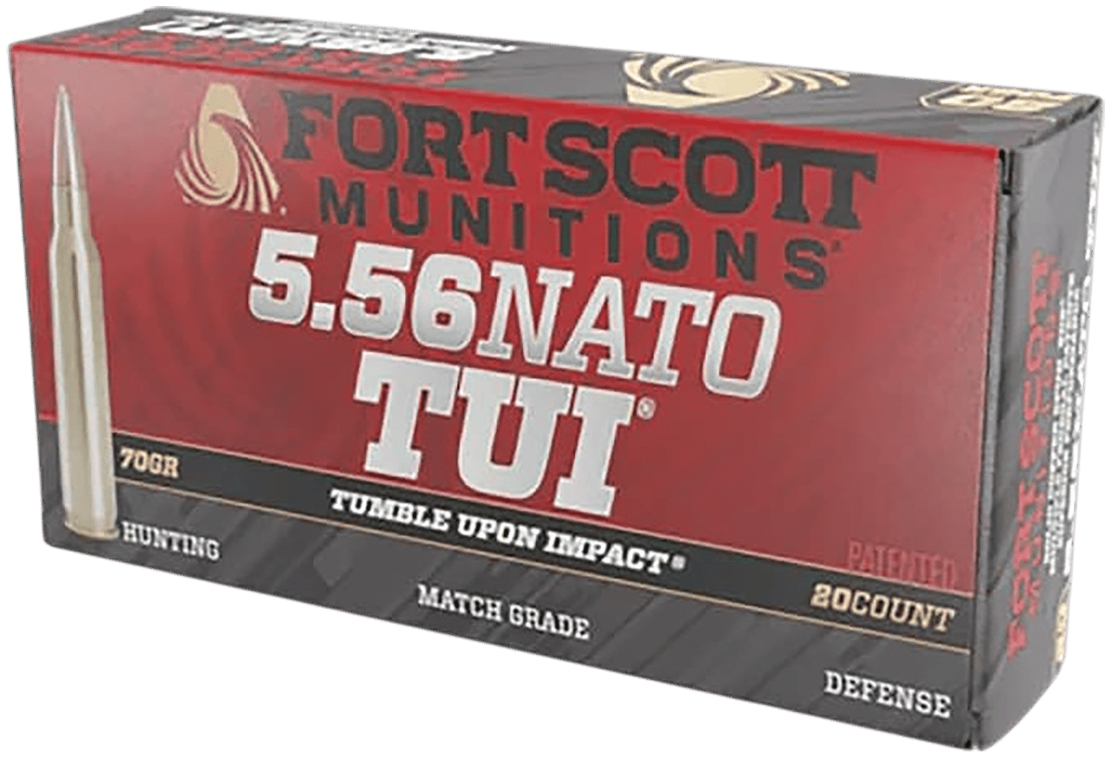 Fort Scott Munitions 556-070-SCV2 Tumble Upon Impact (TUI)  5.56mm 70gr Solid Copper Spun 20 Per Box/25 Case