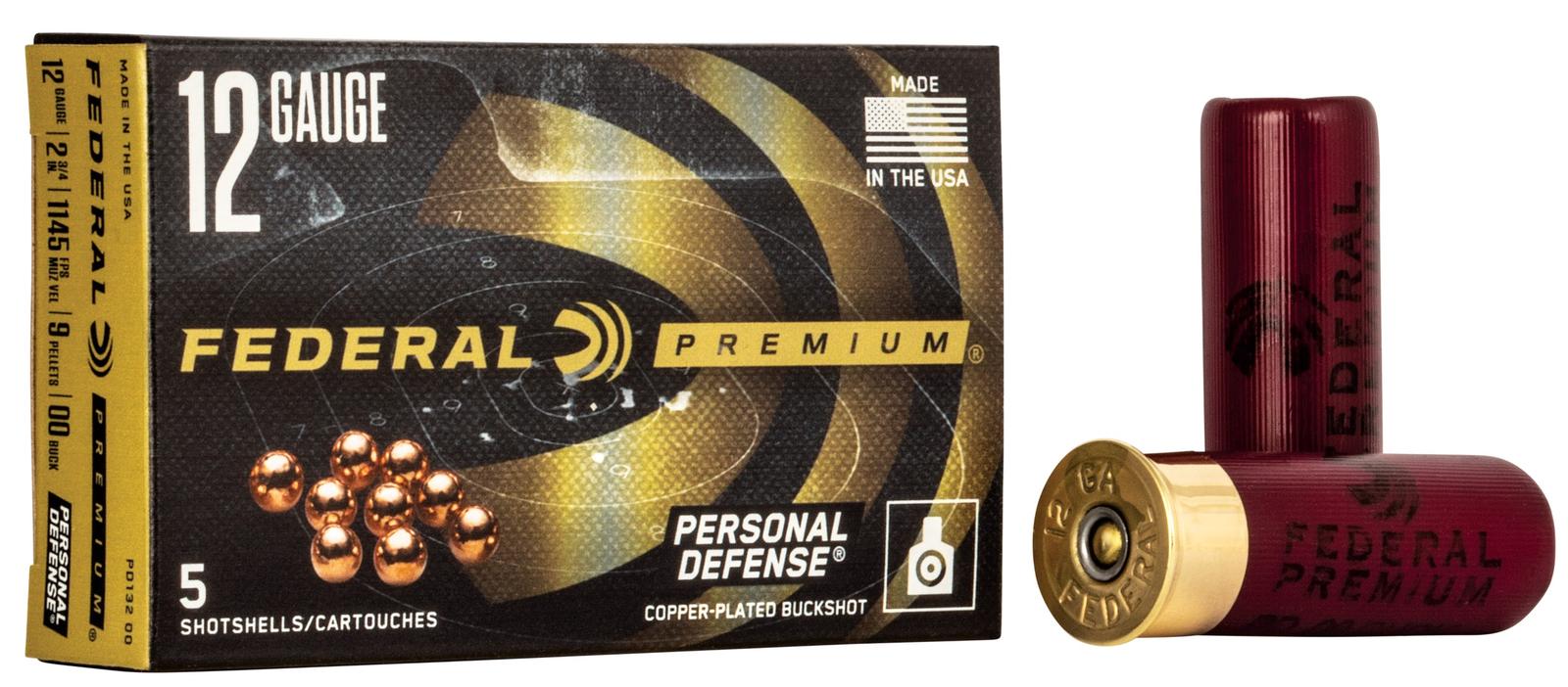 Federal PD13200 Premium Personal Defense 12Gauge 2.75" 9Pellets 00BuckShot 5 Per Box/50 Case