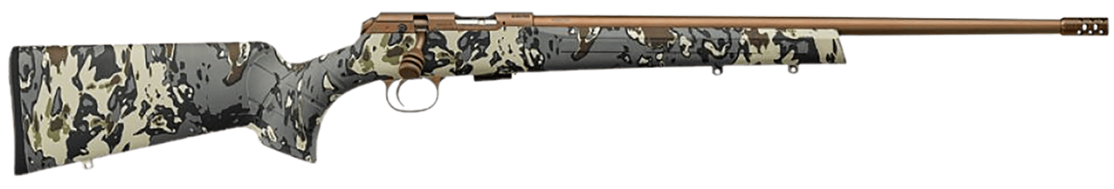 CZ-USA 02322 CZ 457 American Hunter 22 LR 5+1 20" Bronze Cerakote Steel Barrel, Bronze Cerakote Drilled & Tapped Steel Receiver, Veil Camo Fixed Synthetic Stock