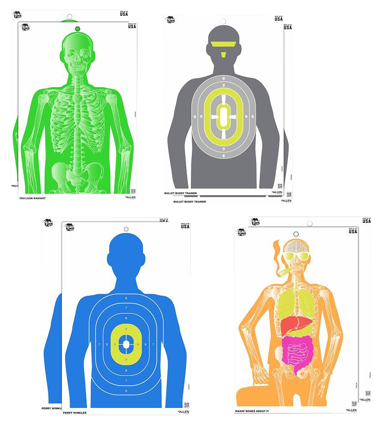 EZ-Aim 15645 Imposing Figure  Silhouette Paper Works w/Handgun/Shotgun/Airsoft Gun/BB Guns/Pellet Gun 12 x 18 Multi-Color 8 Pack