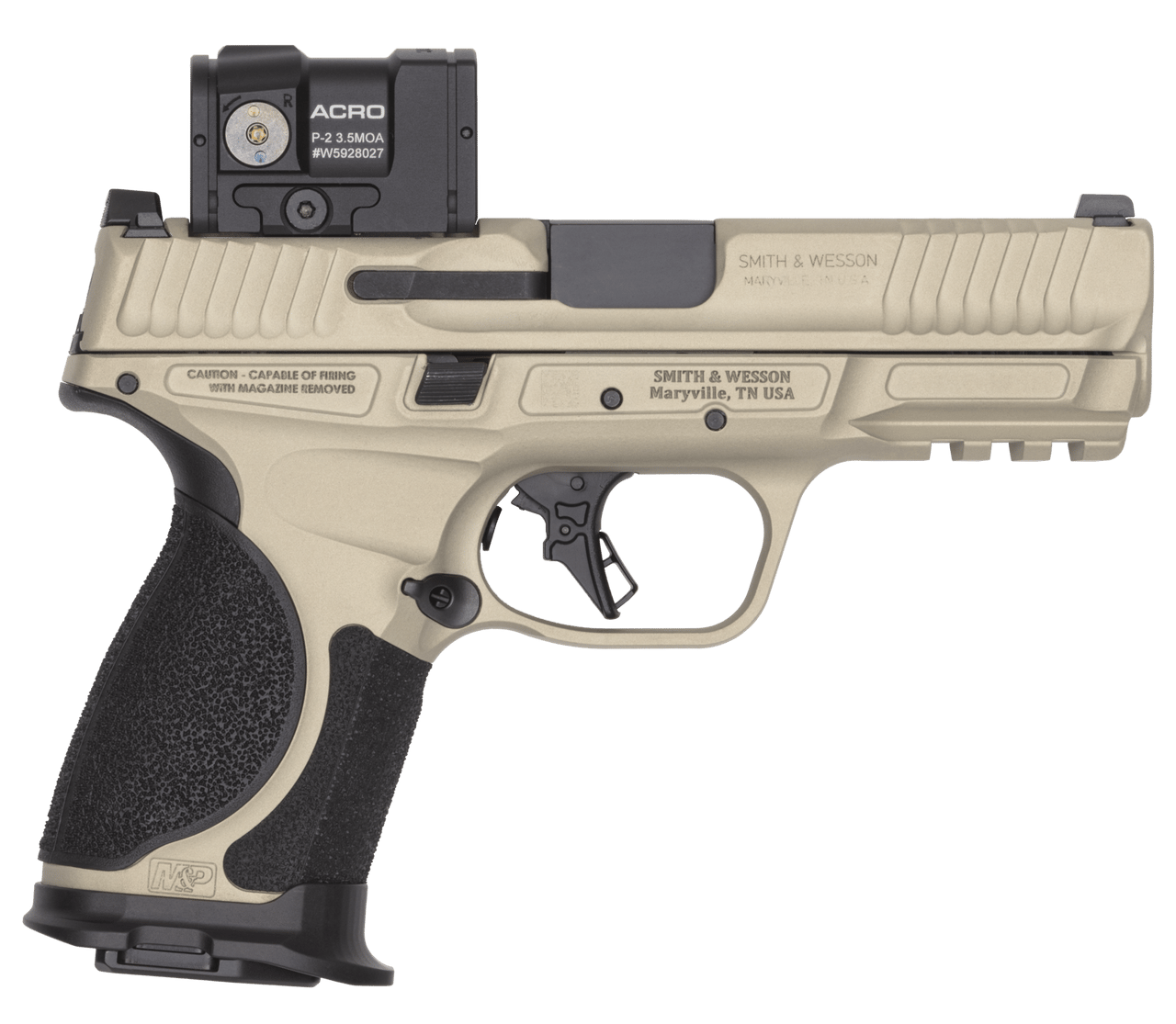 Smith & Wesson 14634 M&P9 M2.0 Spec VI Bundle 9mm Luger 15+1 4" Black Armornite Ported Barrel, Champagne Cerakote Stainless Steel Ported/Serrated w/Optic Slide &  Aluminum Frame w/Picatinny Rail, Inte