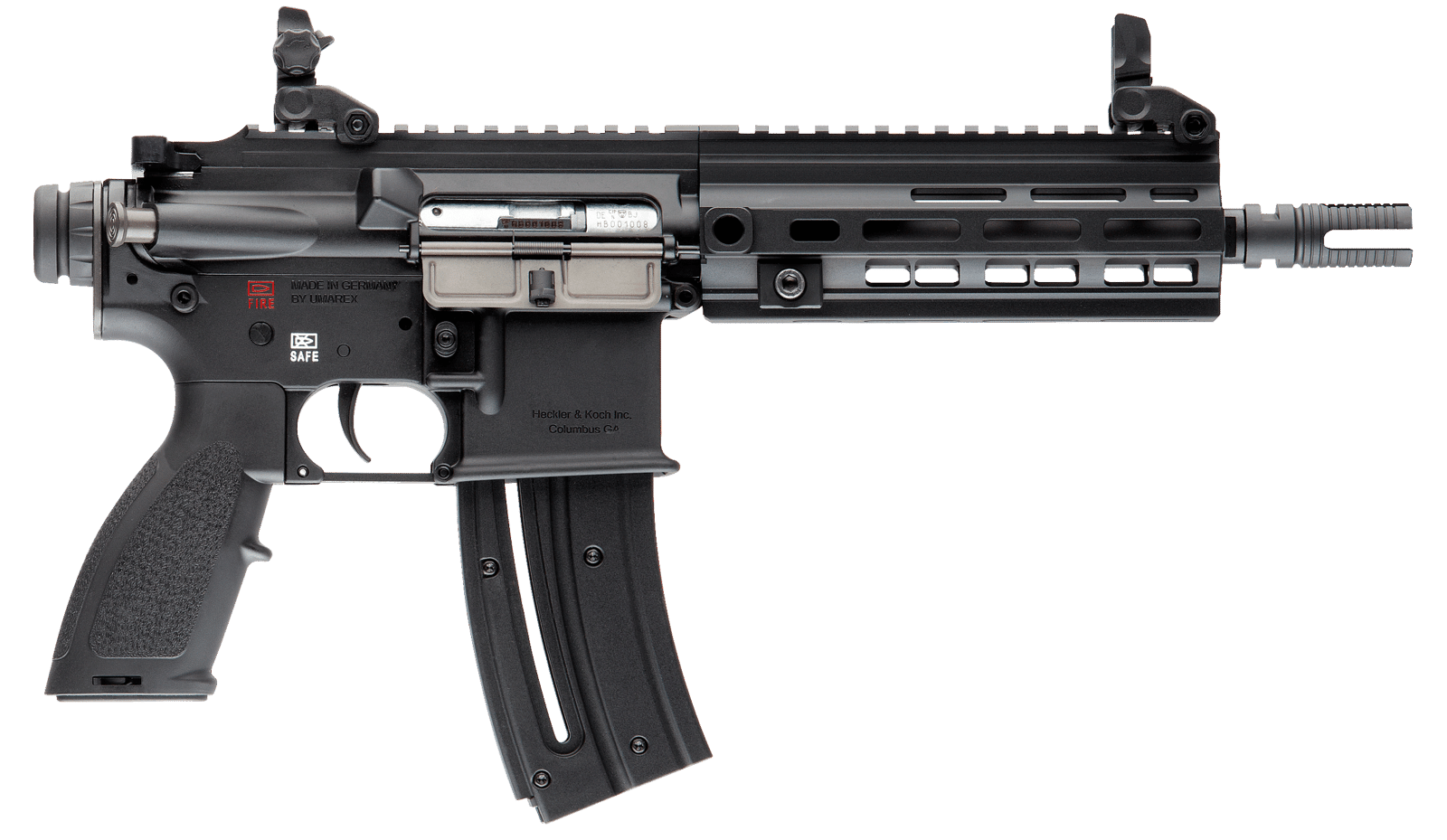 HK 81000404 416  22 LR 10+1 8.50" Black Steel Threaded Barrel, Black Aluminum Receiver w/M-LOK & Picatinny Rail, Black Polymer Grip w/Storage Compartment