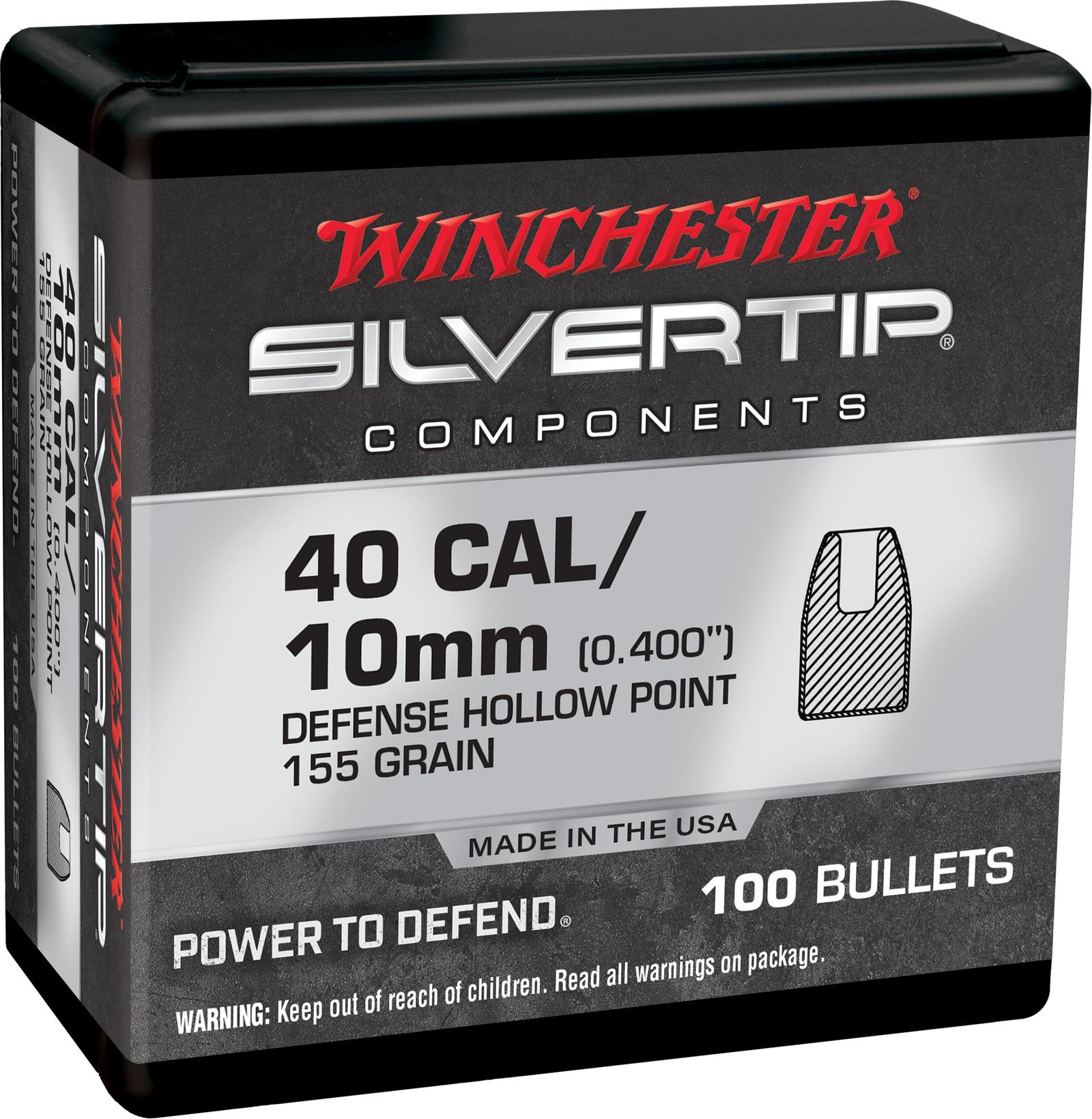 Winchester Ammo WB40ST155X Centerfire Handgun Reloading 40S&W 155gr Silvertip Hollow Point 100 Per Box/10 Case