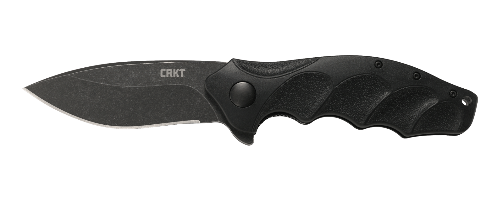 CRKT K221KKP Foresight Assisted 3.53" Folding Modified Drop Point Plain Black Stonewashed 4116 Stainless Steel Blade/ Black Contoured GRN Handle Includes Pocket Clip