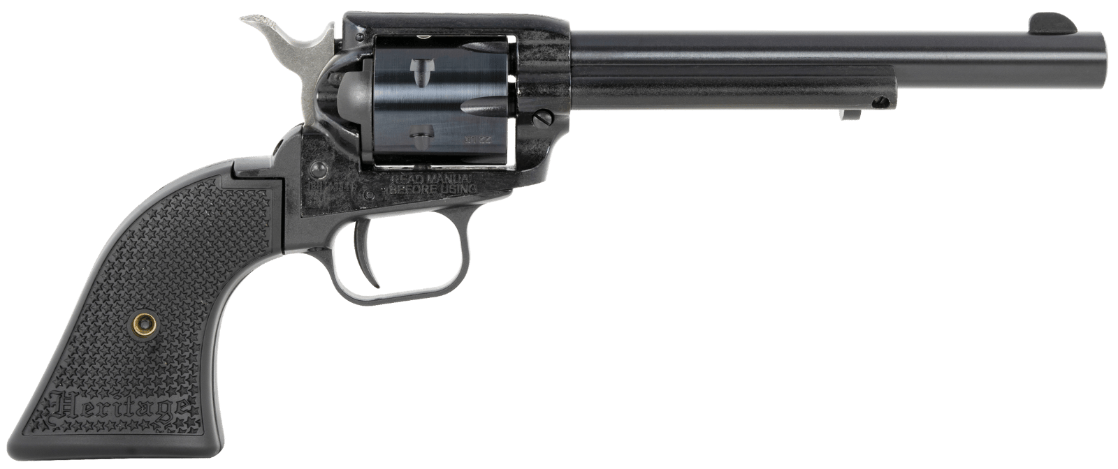 Heritage Mfg RR22MB6PG Rough Rider  22 LR/22 WMR 6 Shot, 6.50" Black Steel Barrel, Black Cerakote Zinc Alloy Frame, Black Cerakote Cylinder, Black Polymer Grip, Hammer/Thumb Safety, Exposed Hammer