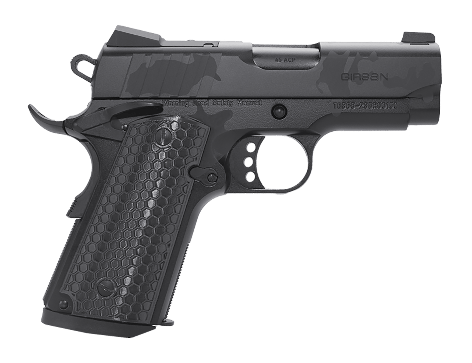 Girsan 391150 MC1911 SC Influencer Sub-Compact 9mm Luger 7+1 3 3.40" Black Steel Barrel, Black Camo Optic Ready/Serrated Steel Slide & Frame w/Picatinny Rail & Beavertail, Black Polymer Grip